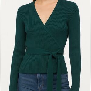 💙Zara Deep Green V-Neck Wrap Sweater​